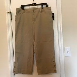 Plus size wide leg khaki capris